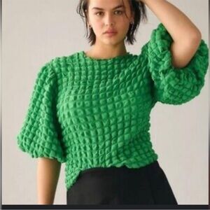 Anthropologie Eri + Ali Emerald Textured Knit
